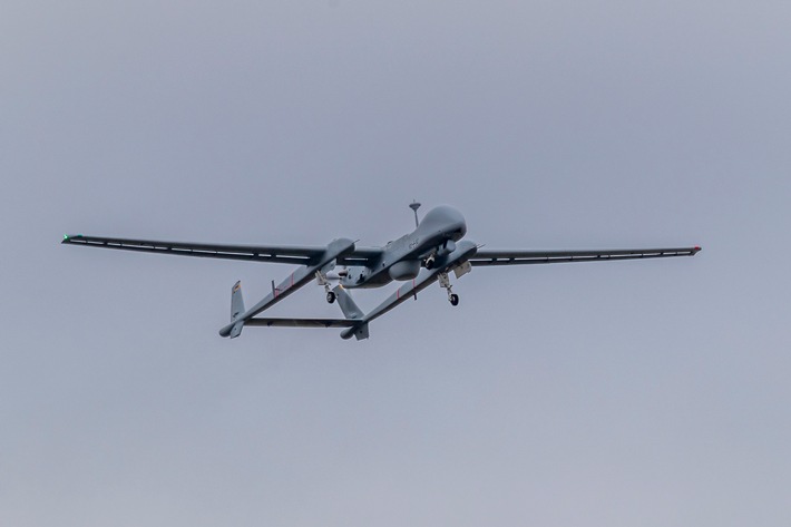 German Heron TP Drohne der Luftwaffe bei NATO-Aktivität Baltic Sentry im Ersteinsatz
